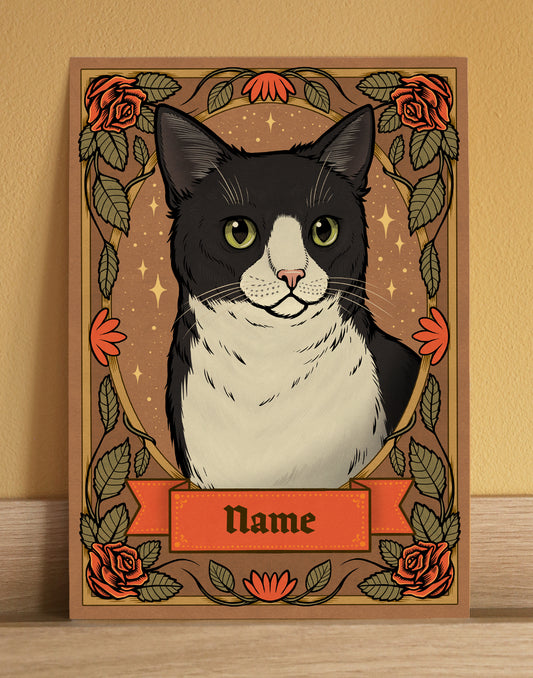 Tuxedo Cat | Add Your Own Custom Pet Name | Fine Art Print