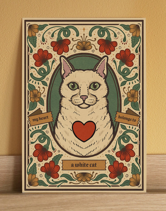 White Cat Art Print