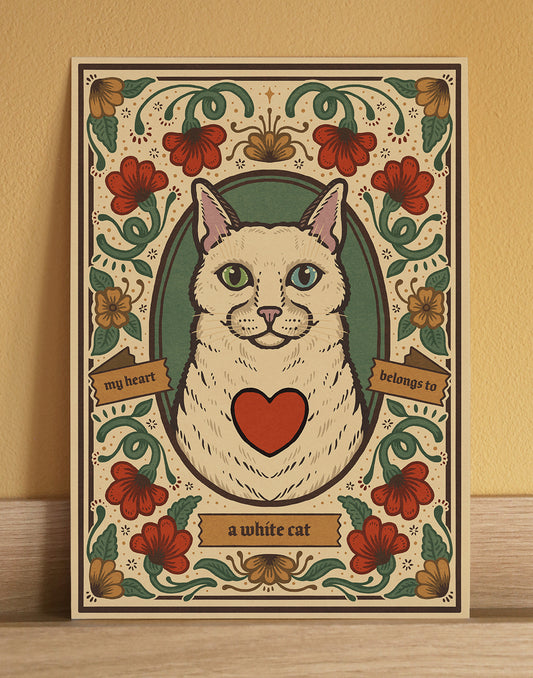 White Cat Art Print