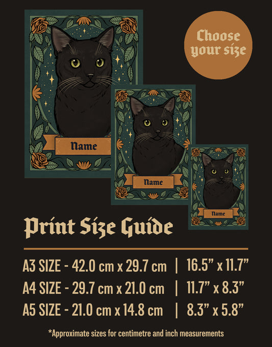 Black Cat | Add Your Own Custom Pet Name | Fine Art Print
