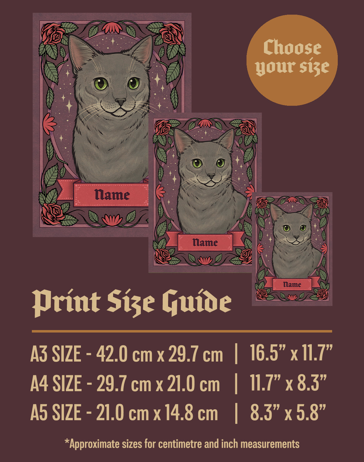 Grey Cat | Add Your Own Custom Pet Name | Fine Art Print