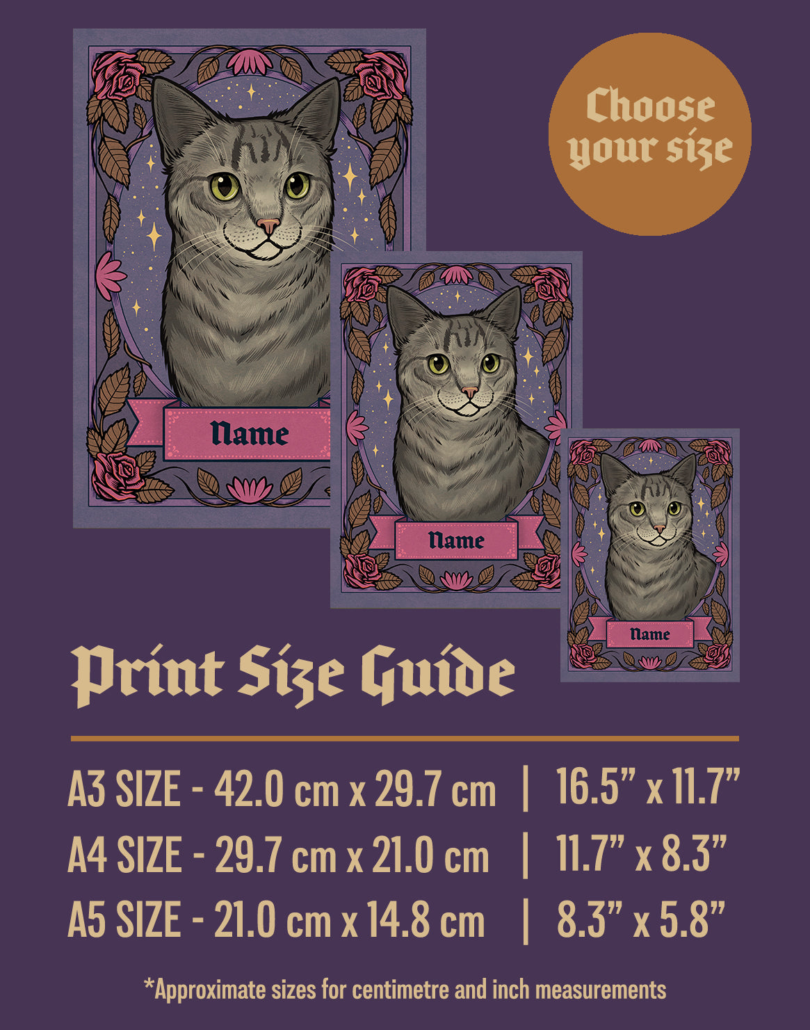 Grey Tabby Cat | Add Your Own Custom Pet Name | Fine Art Print