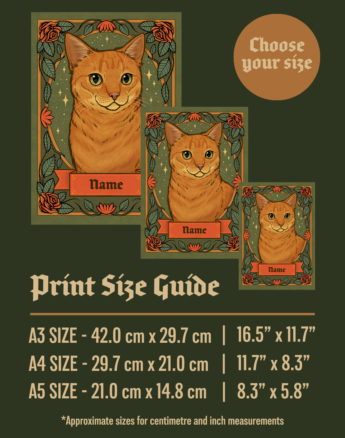 Orange Cat | Add Your Own Custom Pet Name | Fine Art Print